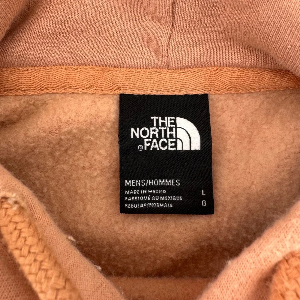 The North Face Hoodie Mens Large Clay Pink Graphic Back Pullover Pocket